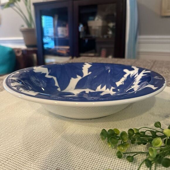 Ceramica Quadrifoglio Made in Italy Blue‎ Floral Transferware Serving Bowl 10” - Picture 3 of 6